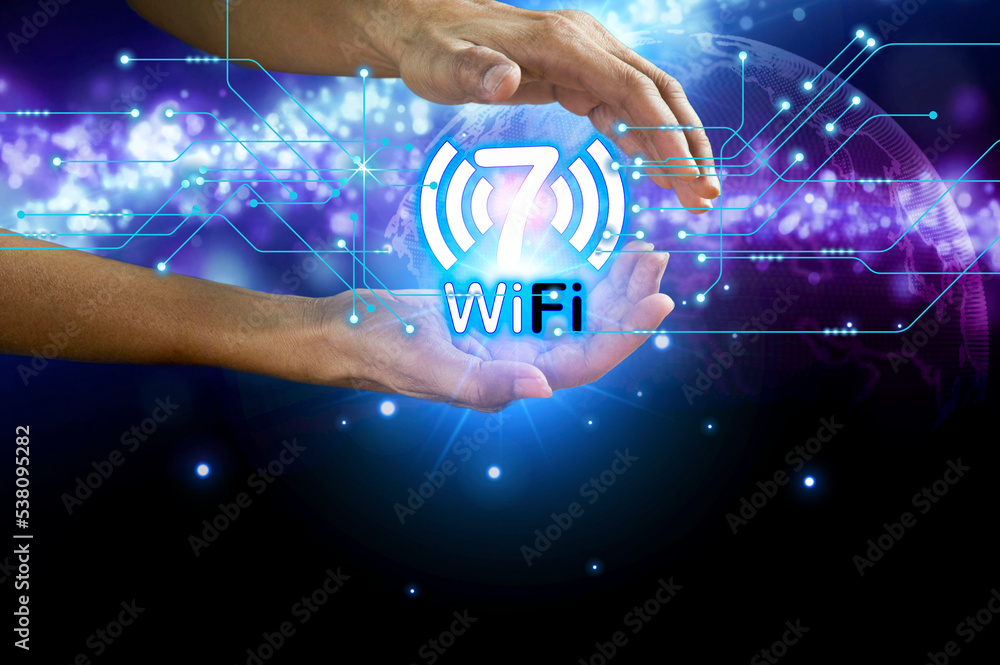 Poster the concept of using the 7th generation wi-fi system is a technology. to make the transmission of in