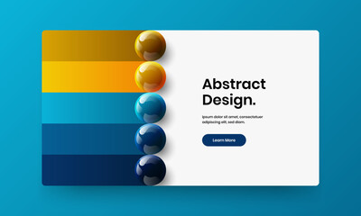 Amazing 3D balls website layout. Abstract catalog cover design vector illustration.