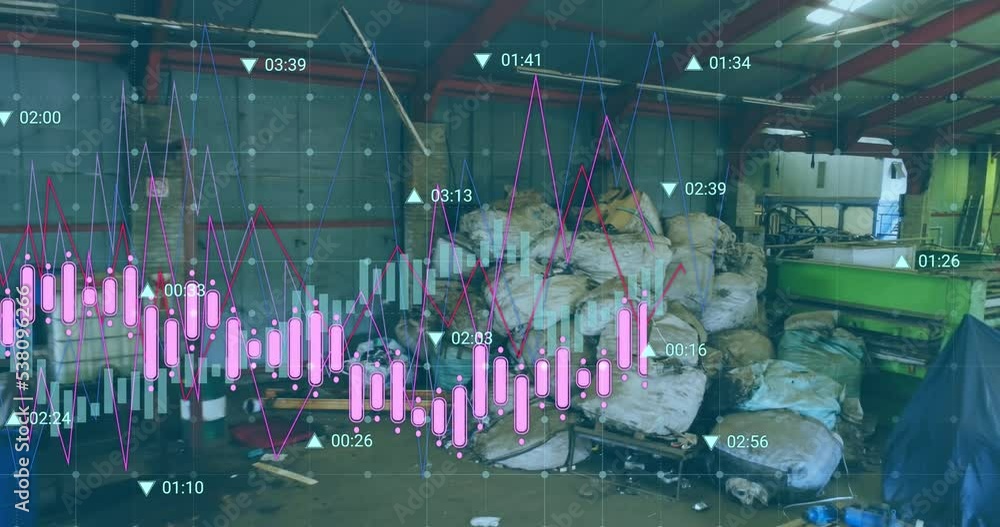 Poster animation of graphs with numbers moving on transparent background