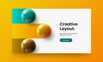 Simple cover design vector template. Abstract realistic balls web banner concept.