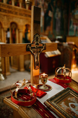 Church wedding ceremony. Orthodox church wedding. Church. Bride and groom.