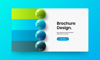 Clean brochure design vector concept. Simple 3D balls site template.