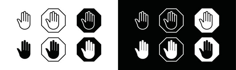 Obraz premium Stop sign in the hexagon icon vector collection. Hand signal or prohibition symbol illustration. Warning stop sign