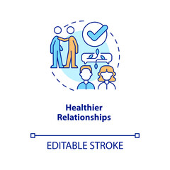 Healthier relationships concept icon. Improve communication. Benefit of confidence abstract idea thin line illustration. Isolated outline drawing. Editable stroke. Arial, Myriad Pro-Bold fonts used