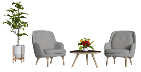 armchair on transparent background. png. 3D rendering