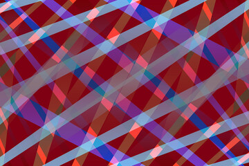 Abstract colorful holographic gift wrapping or stipes on red background or paper