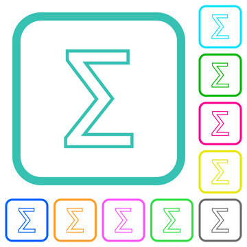 Sum symbol outline vivid colored flat icons