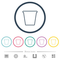Single empty flowerpot outline flat color icons in round outlines