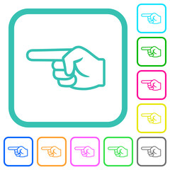 Left pointing hand outline vivid colored flat icons