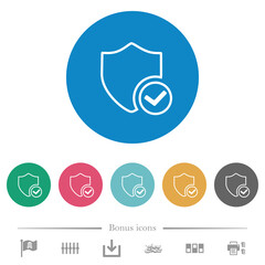 Protection ok outline flat round icons