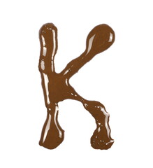 Wet mud alphabet letter K isolated on white