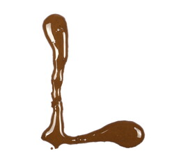 Wet mud alphabet letter L isolated on white