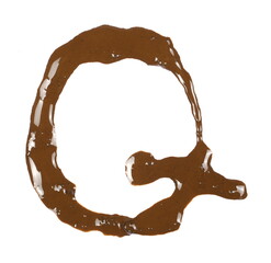 Wet mud alphabet letter Q isolated on white