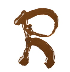 Wet mud alphabet letter R isolated on white