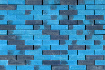 Vintage blue brick wall. Construction pattern background.