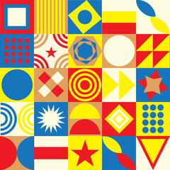 Neo Geo pattern with different colors. The abstract seamless pattern design. Geometric pattern design