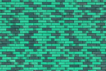 Vintage green brick wall. Construction pattern background.