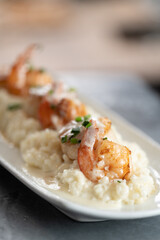 shrimp on a bed of risotto