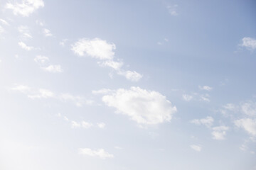 Blue sky background with white clouds.