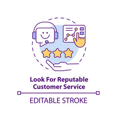 Look for reputable customer service concept icon. Choosing energy supplier abstract idea thin line illustration. Isolated outline drawing. Editable stroke. Arial, Myriad Pro-Bold fonts used