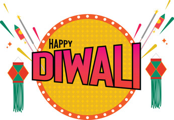 Happy Diwali typography with Diwali festival background template design for the Indian festival
