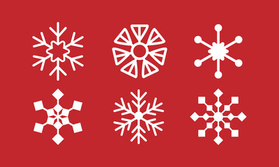 Snowflakes flat icon set.