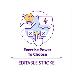 Exercise power to choose concept icon. Renewable sources. Select energy supplier abstract idea thin line illustration. Isolated outline drawing. Editable stroke. Arial, Myriad Pro-Bold fonts used