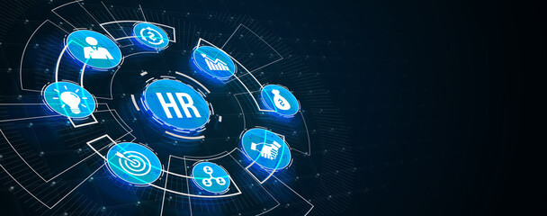 Internet, business, Technology and network concept.Human Resources HR management concept. 3d illustration.