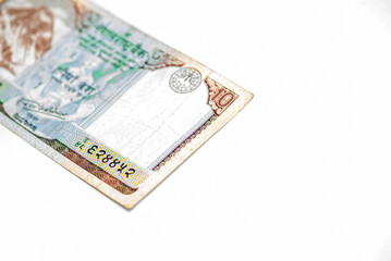 Nepali currency isolated on white background.