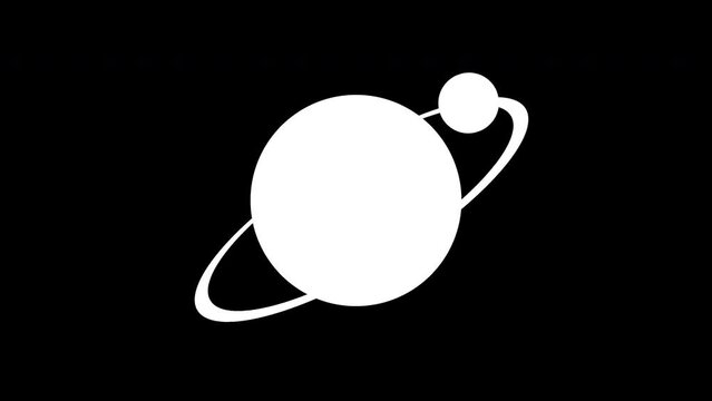 Vector planet with ring and satellite loop