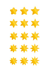 Set of star icons golden gradient vector trasparent background isolated 