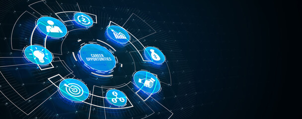 Internet, business, Technology and network concept. CAREER OPPORTUNITIES. 3d illustration.
