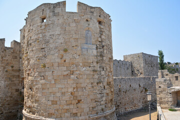 ancient medieval tower of the castle, close-up