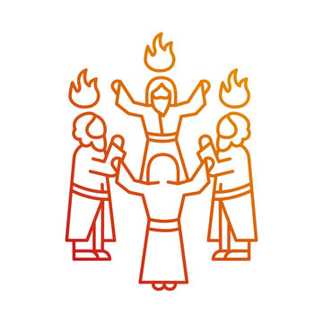 recommend clip art: Pentecost celebration gradient linear vector icon. Men stand in circle. Whit Sunday. Apostles prayer. Jesus Christ. Thin line color symbol. Modern style pictogram. Vector isolated outline drawing