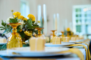 Gold and Green Table Setting
