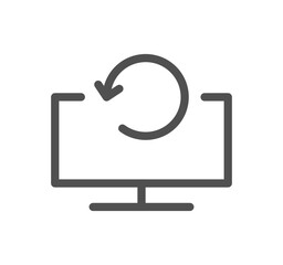 Monitor icon outline and linear vector.