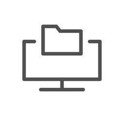 Monitor icon outline and linear vector.