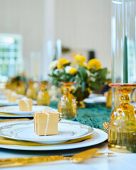 Gold and Green Table Setting