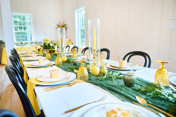 Gold and Green Table Setting