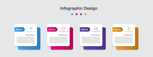 Fototapeta na wymiar Four Steps Colorful abstract business infographic template
