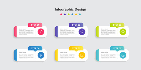 Six Steps Colorful abstract business infographic template