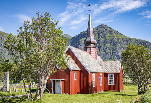 Flakstad Church, Ramberg, Lofoten Islands, Nordland, Norway