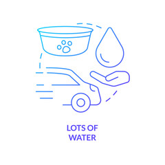 Provide pets enough water blue gradient concept icon. Animal hydration schedule. Travel rules abstract idea thin line illustration. Isolated outline drawing. Myriad Pro-Bold font used