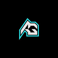 AG blue light logo esport concept gaming initial