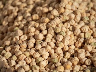 Texture of natural food background from dried pea seeds close-up