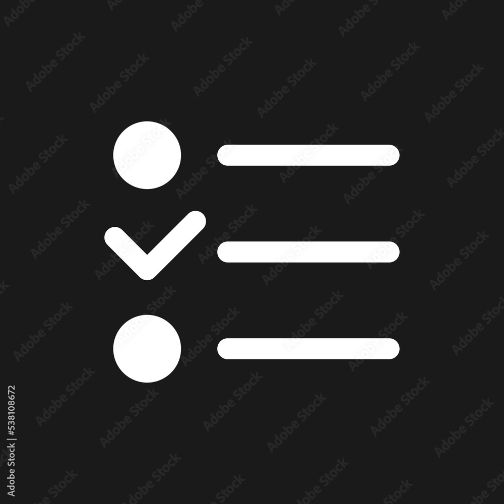 Poster checklist pixel dark mode glyph ui icon. to do list online. planner tool. user interface design. whi