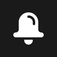 Bell pixel dark mode glyph ui icon. Notification from app. User interface design. White silhouette symbol on black space. Solid pictogram for web, mobile. Vector isolated illustration