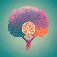 The brain is like a jellyfish. Stylized abstract brain. Digital illustration.