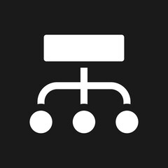 Data structuration process pixel dark mode glyph ui icon. Infographic plan. User interface design. White silhouette symbol on black space. Solid pictogram for web, mobile. Vector isolated illustration