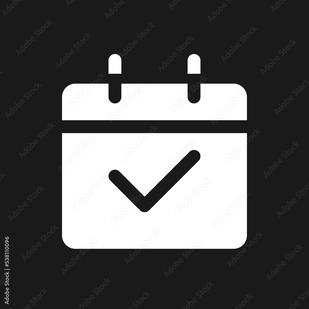 Poster calendar pixel dark mode glyph ui icon. planning events. schedule app. user interface design. white 